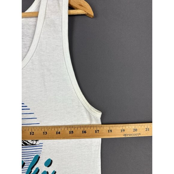 Vintage 1988 Waikiki Beach Hawaii White Tank Top Fits Small Nature Earth Art - Picture 9 of 10